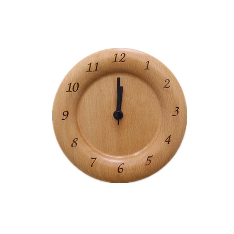 Beech Wood Alarm Clock with Silent Movement for Bedside