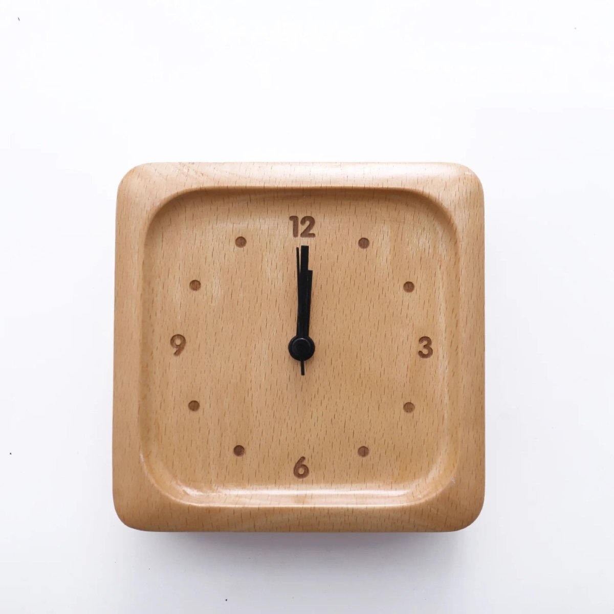Beech Wood Alarm Clock with Silent Movement for Bedside