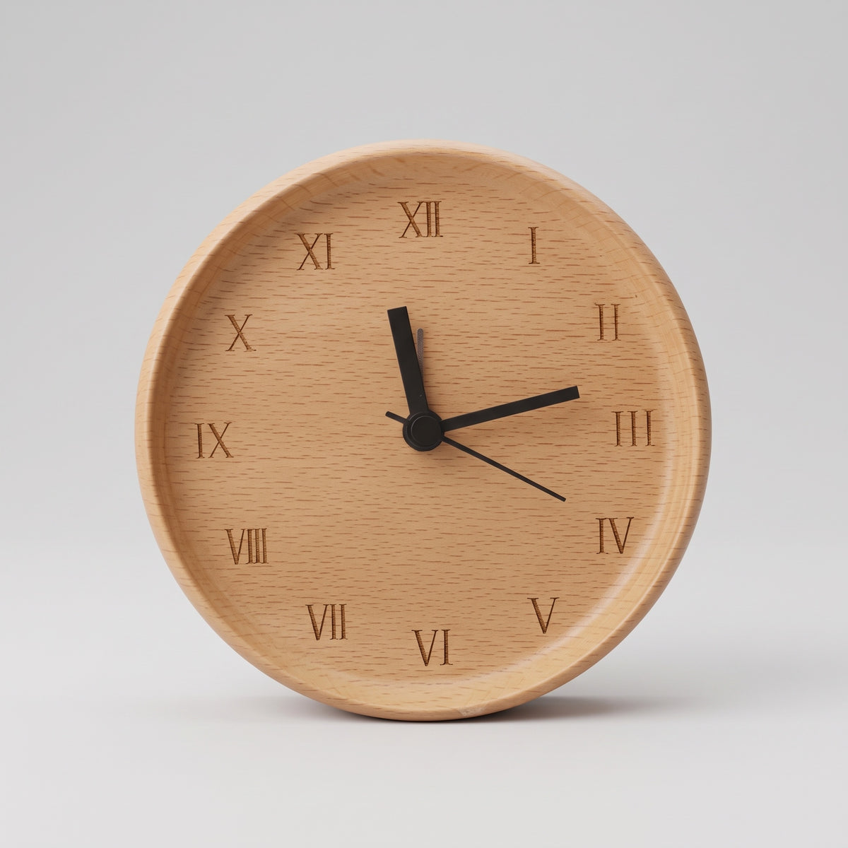 Beech Wood Alarm Clock with Silent Movement for Bedside