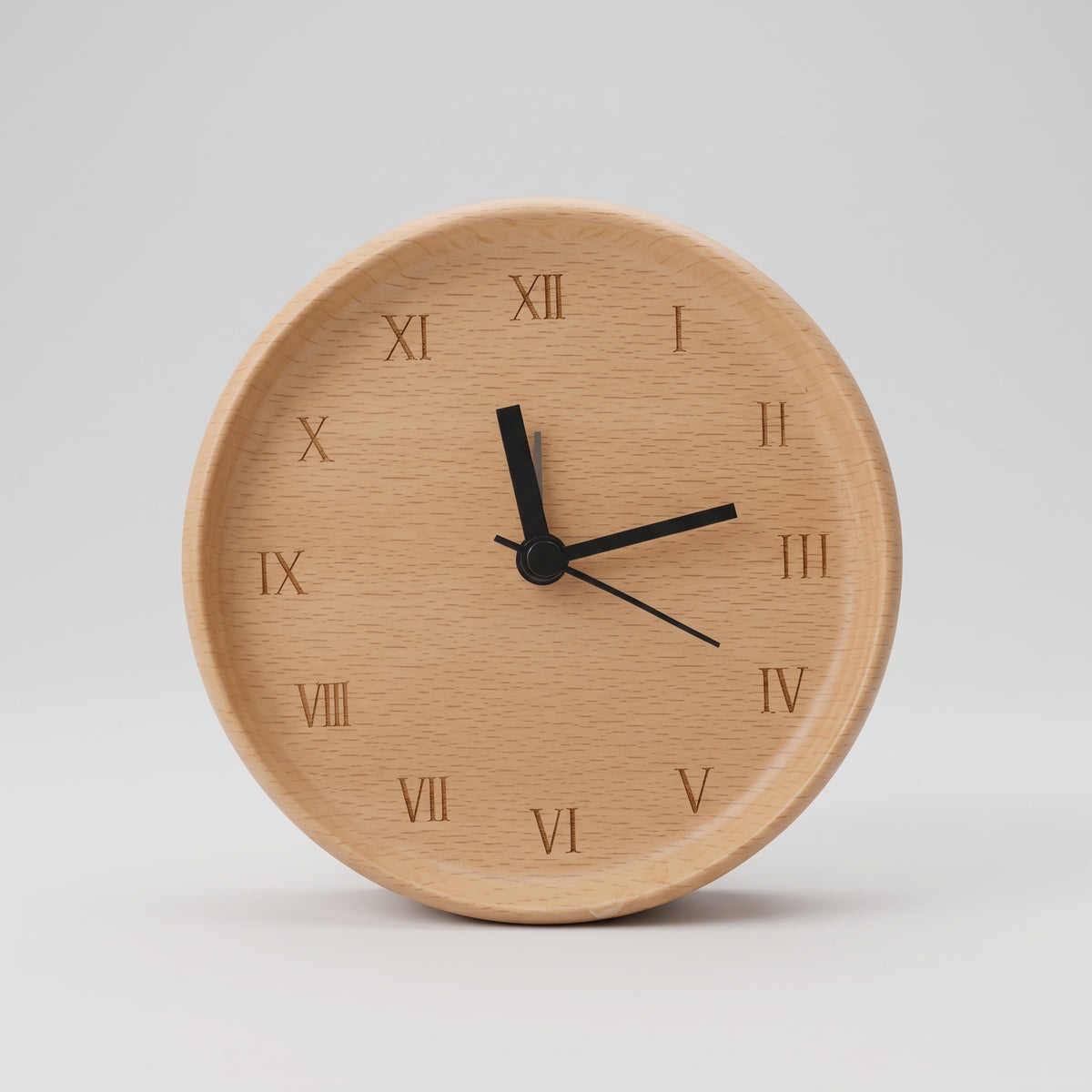 Beech Wood Alarm Clock with Silent Movement for Bedside