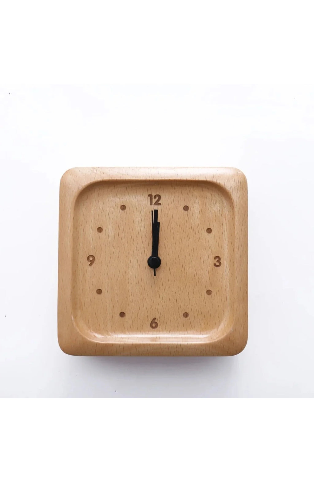 Beech Wood Alarm Clock with Silent Movement for Bedside