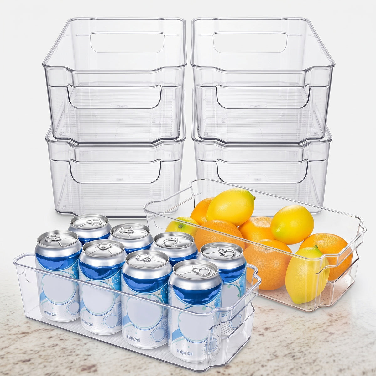 Clear Fridge Storage Boxes, Set of 4 Kitchen Organisers