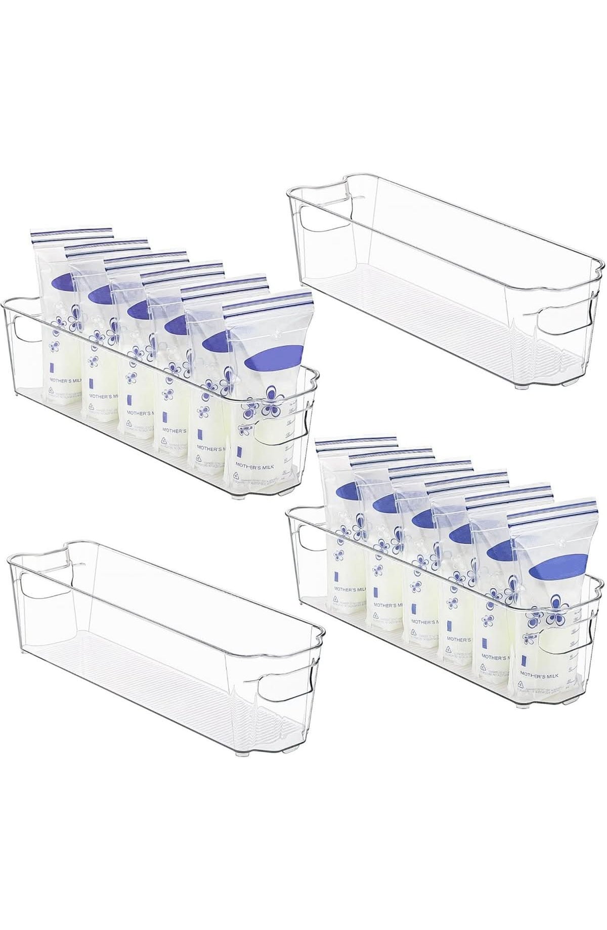 Clear Fridge Storage Boxes, Set of 4 Kitchen Organisers