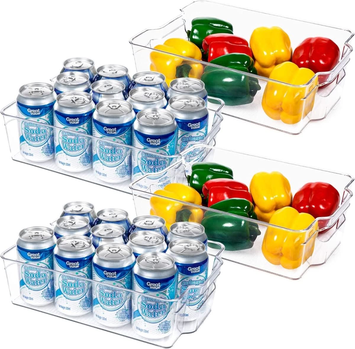 Clear Fridge Storage Boxes, Set of 4 Kitchen Organisers