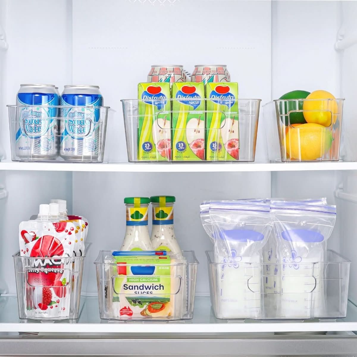 Clear Fridge Storage Boxes, Set of 4 Kitchen Organisers