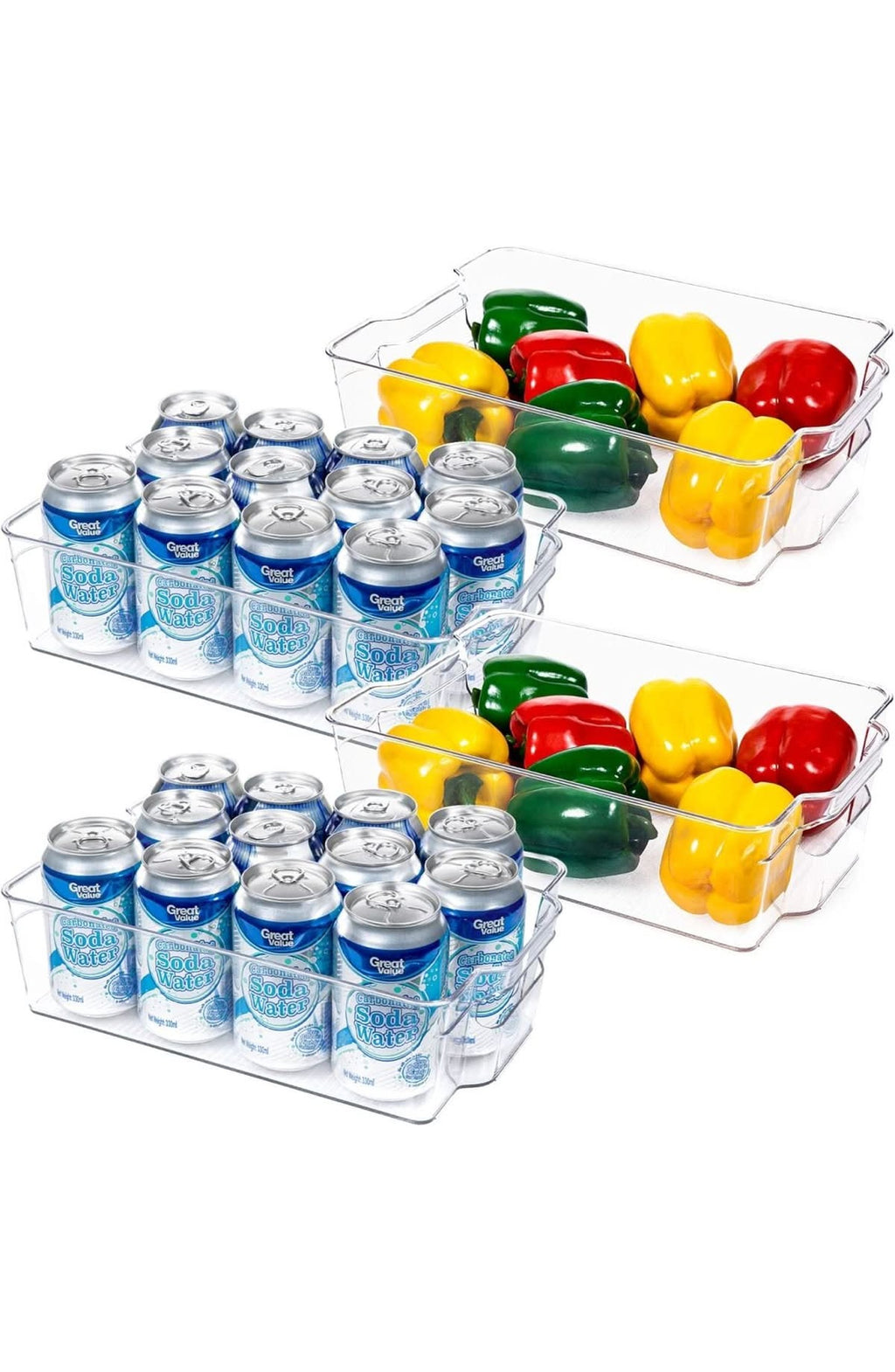 Clear Fridge Storage Boxes, Set of 4 Kitchen Organisers