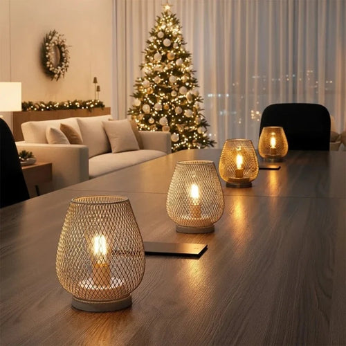 Cordless Metal Table Lamp with Warm LED Edison Bulb