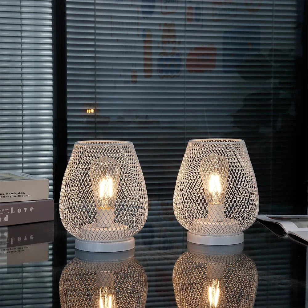 Cordless Metal Table Lamp with Warm LED Edison Bulb