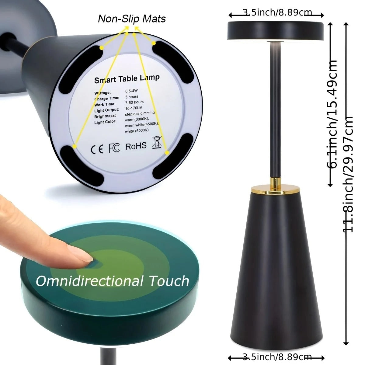 Cordless Table Lamp with Warm and Cool Light Modes