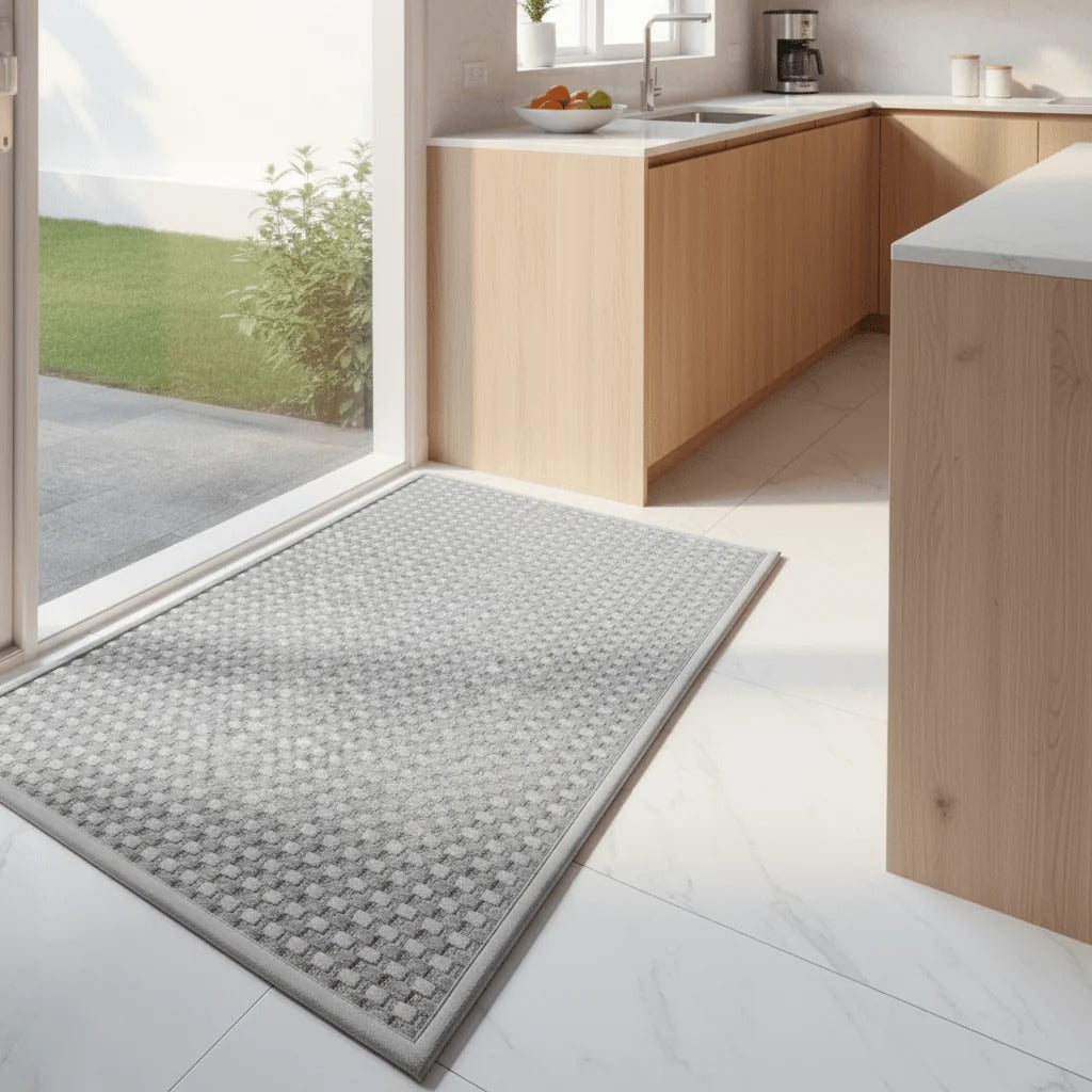 Dirt-Trapping Entrance Mat with Low-Profile Rubber Backing