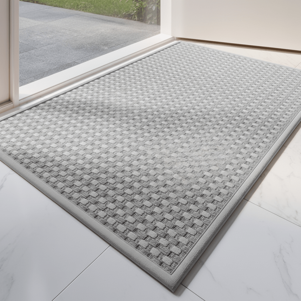 Dirt-Trapping Entrance Mat with Low-Profile Rubber Backing
