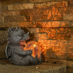 Dragon Figure Lamp with Glowing Glass Ball and Warm LED Light