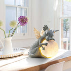 Dragon Figure Lamp with Glowing Glass Ball and Warm LED Light