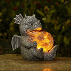 Dragon Figure Lamp with Glowing Glass Ball and Warm LED Light