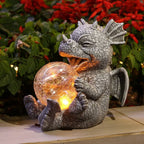Dragon Figure Lamp with Glowing Glass Ball and Warm LED Light