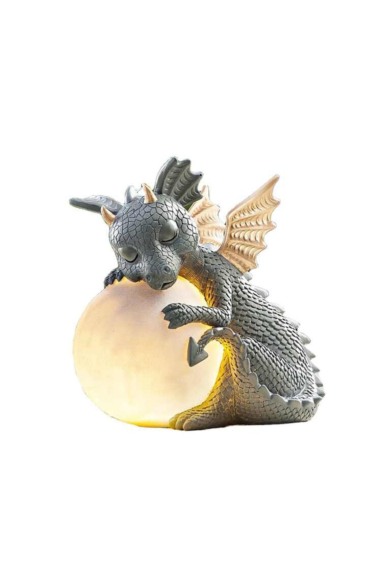 Dragon Figure Lamp with Glowing Glass Ball and Warm LED Light