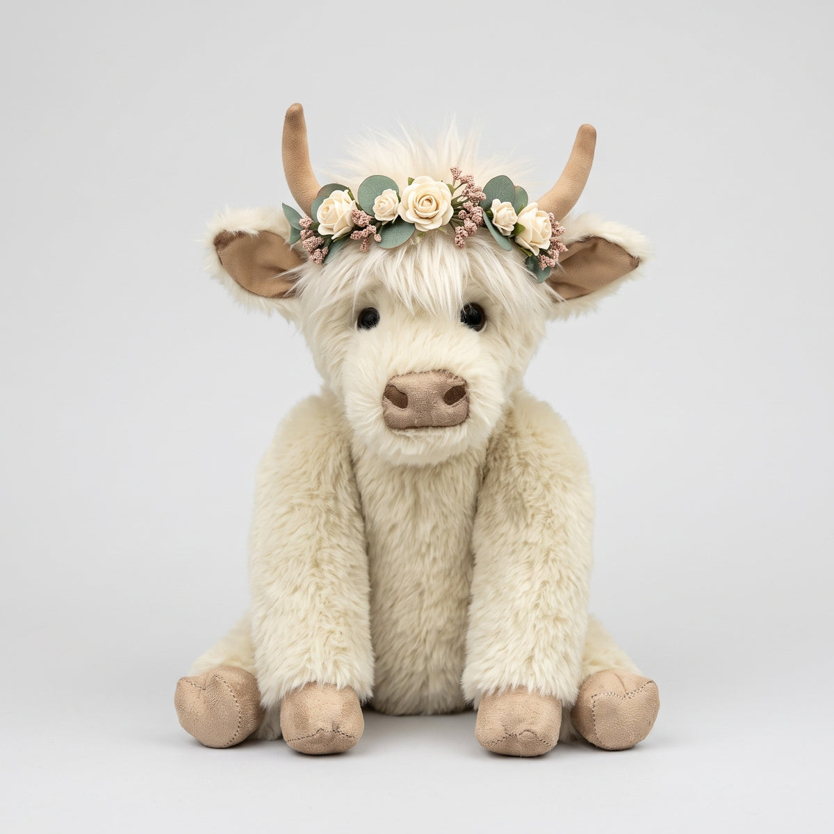 Highland Cow Plush with Flower Crown
