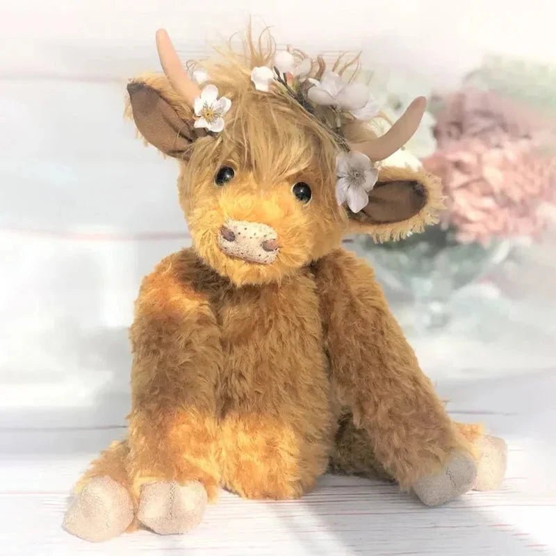 Highland Cow Plush with Flower Crown