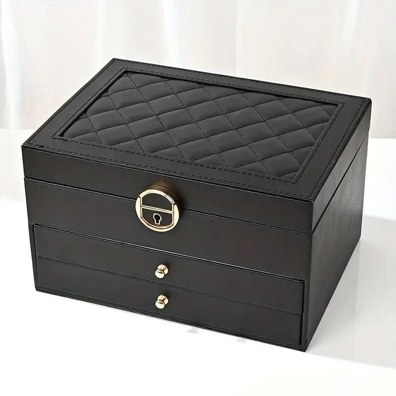 Leather Jewellery Box with Layered Compartments