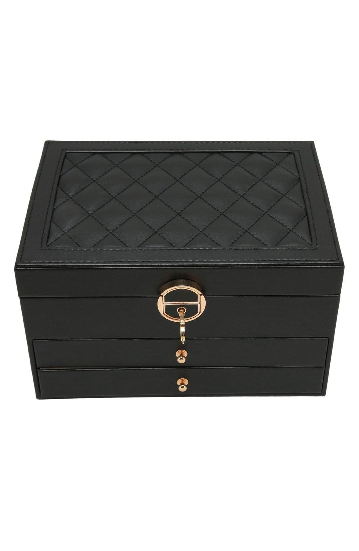 Leather Jewellery Box with Layered Compartments
