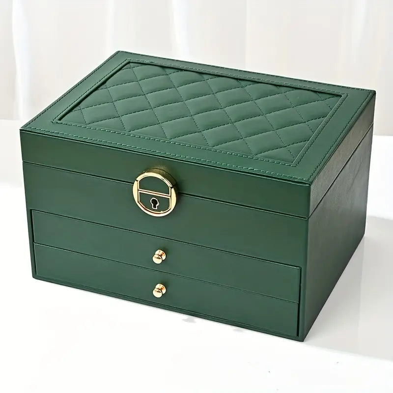 Leather Jewellery Box with Layered Compartments
