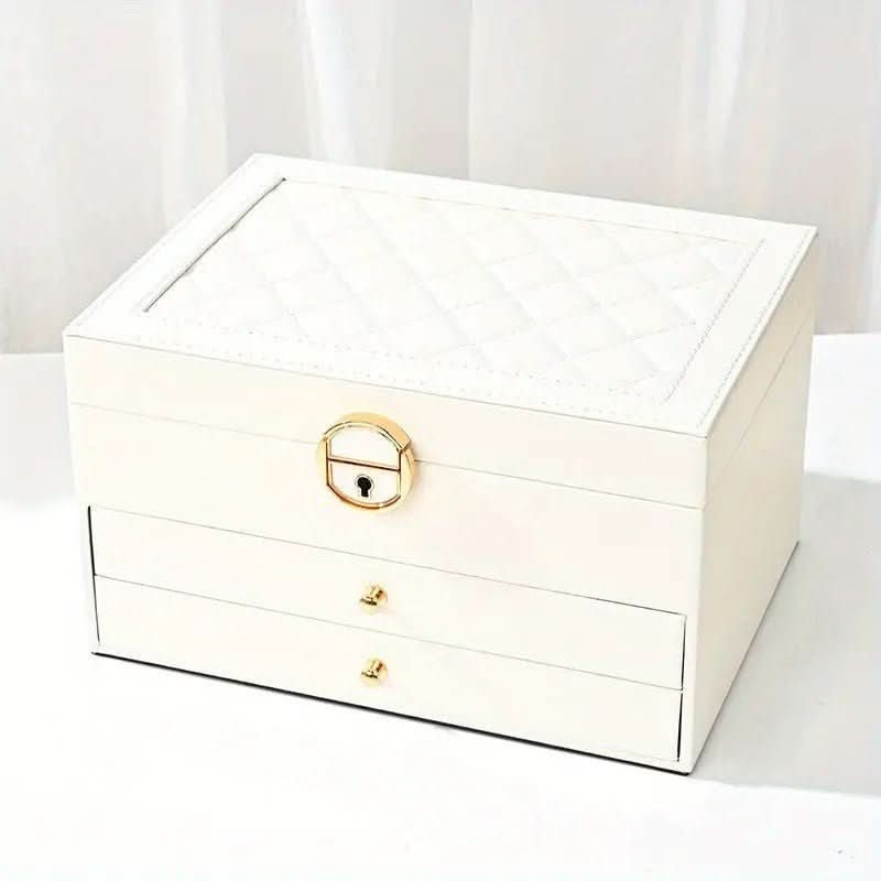 Leather Jewellery Box with Layered Compartments