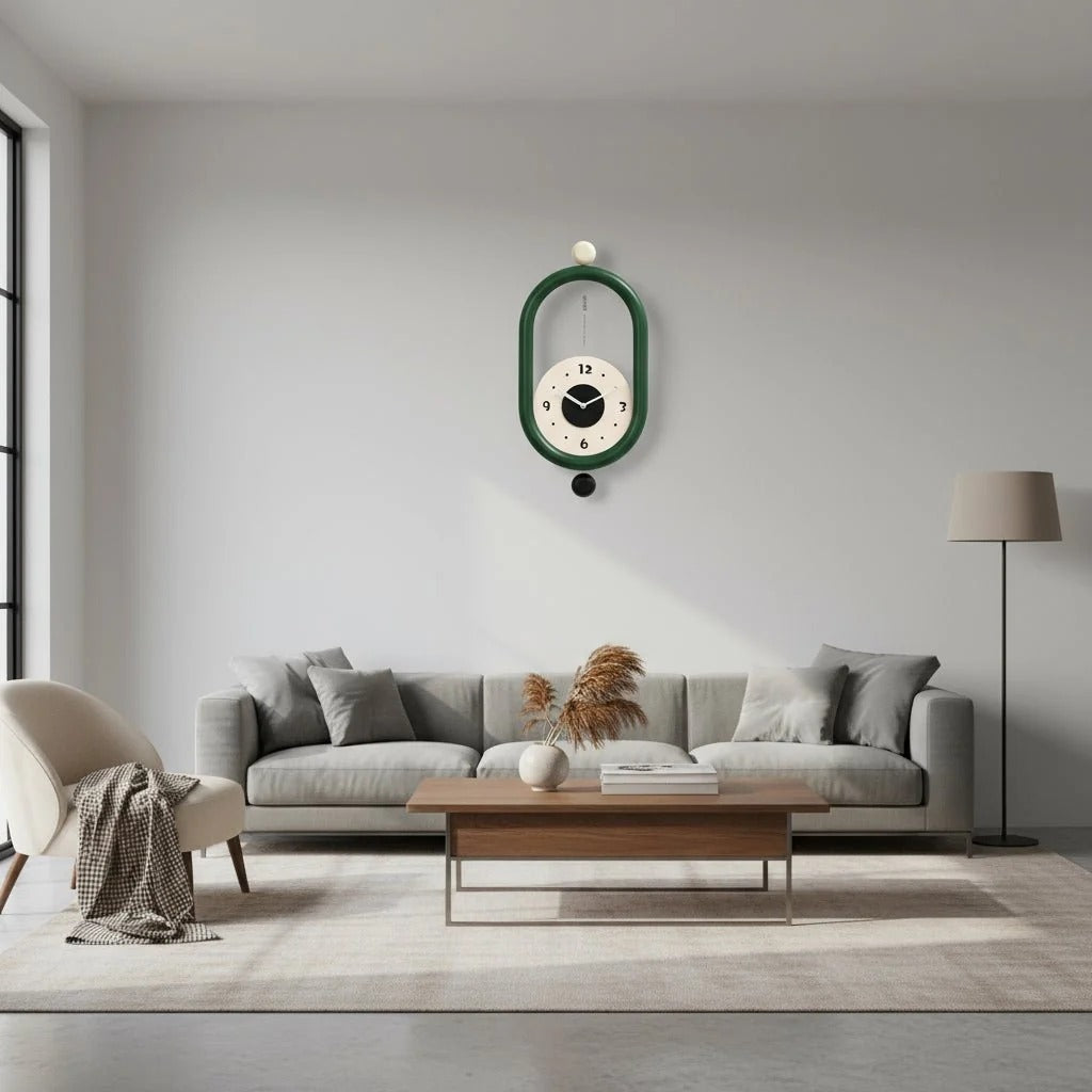 Long Wall Clock with 3D Numerals and Silent Movement