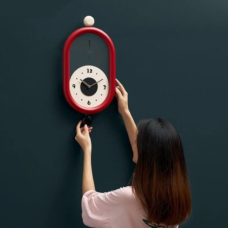 Long Wall Clock with 3D Numerals and Silent Movement