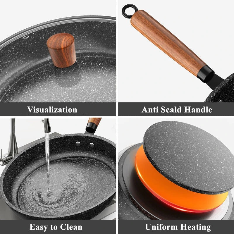 Maifan Stone Non-Stick Frying Pan with Glass Lid