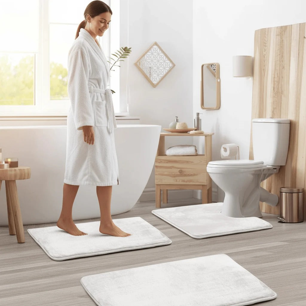 Memory Foam Bath Mat Set with Quick-Drying Surface