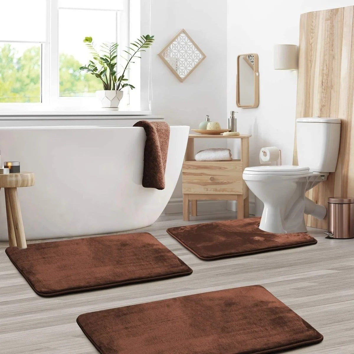Memory Foam Bath Mat Set with Quick-Drying Surface