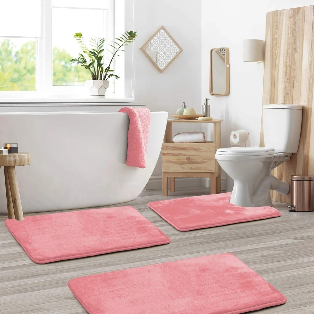 Memory Foam Bath Mat Set with Quick-Drying Surface