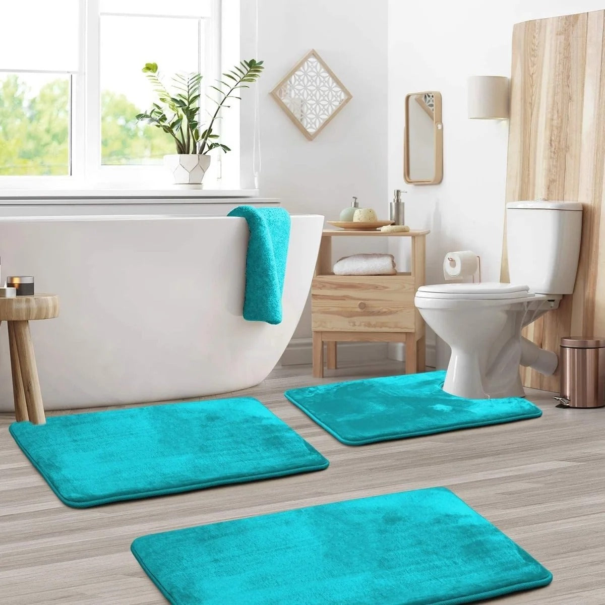 Memory Foam Bath Mat Set with Quick-Drying Surface
