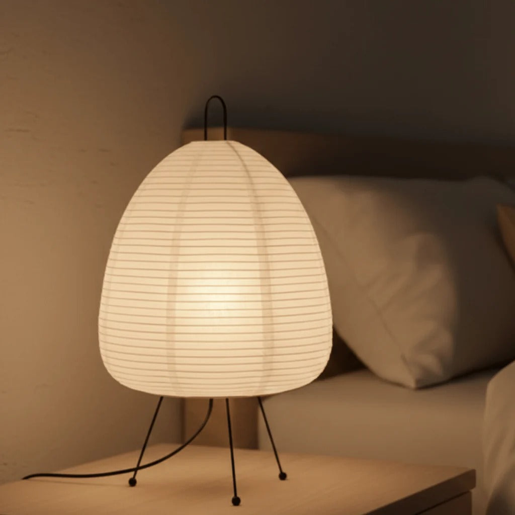 Rice Paper Table Lamp with Retro Silhouette Shade
