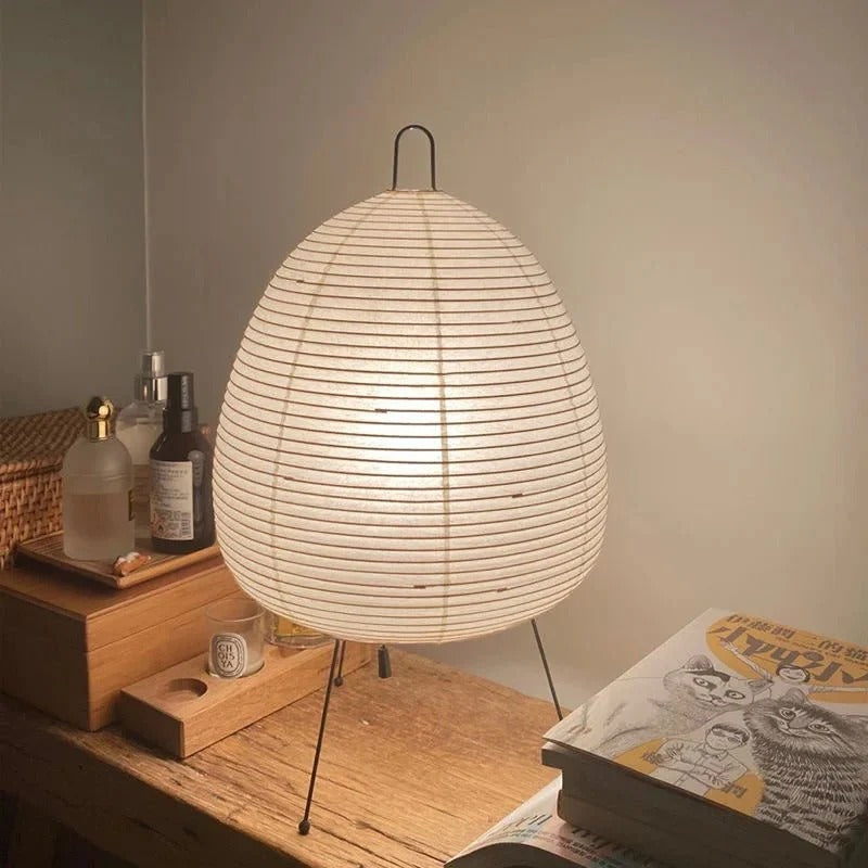 Rice Paper Table Lamp with Retro Silhouette Shade