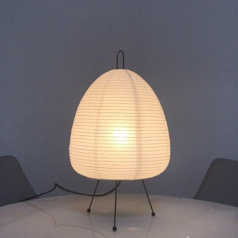 Rice Paper Table Lamp with Retro Silhouette Shade