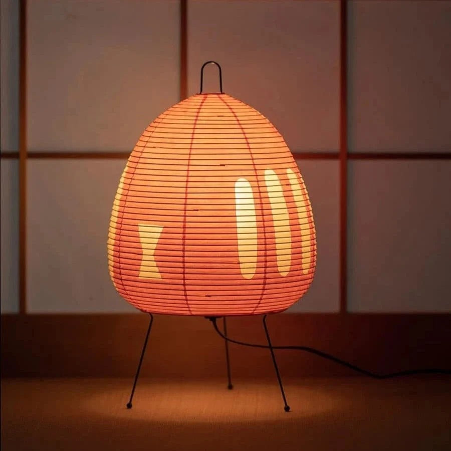 Rice Paper Table Lamp with Retro Silhouette Shade