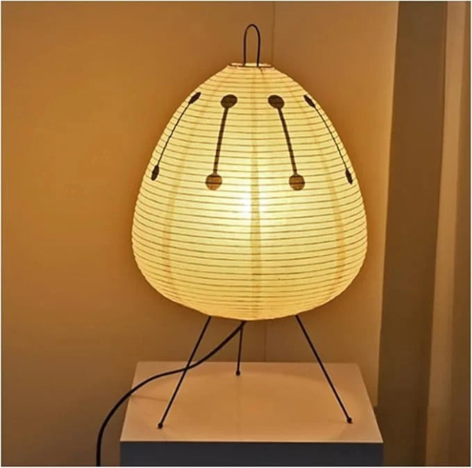 Rice Paper Table Lamp with Retro Silhouette Shade