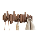 Wooden Wall Coat Rack with Folding Piano-Key Hooks