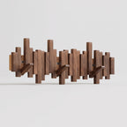 Wooden Wall Coat Rack with Folding Piano-Key Hooks